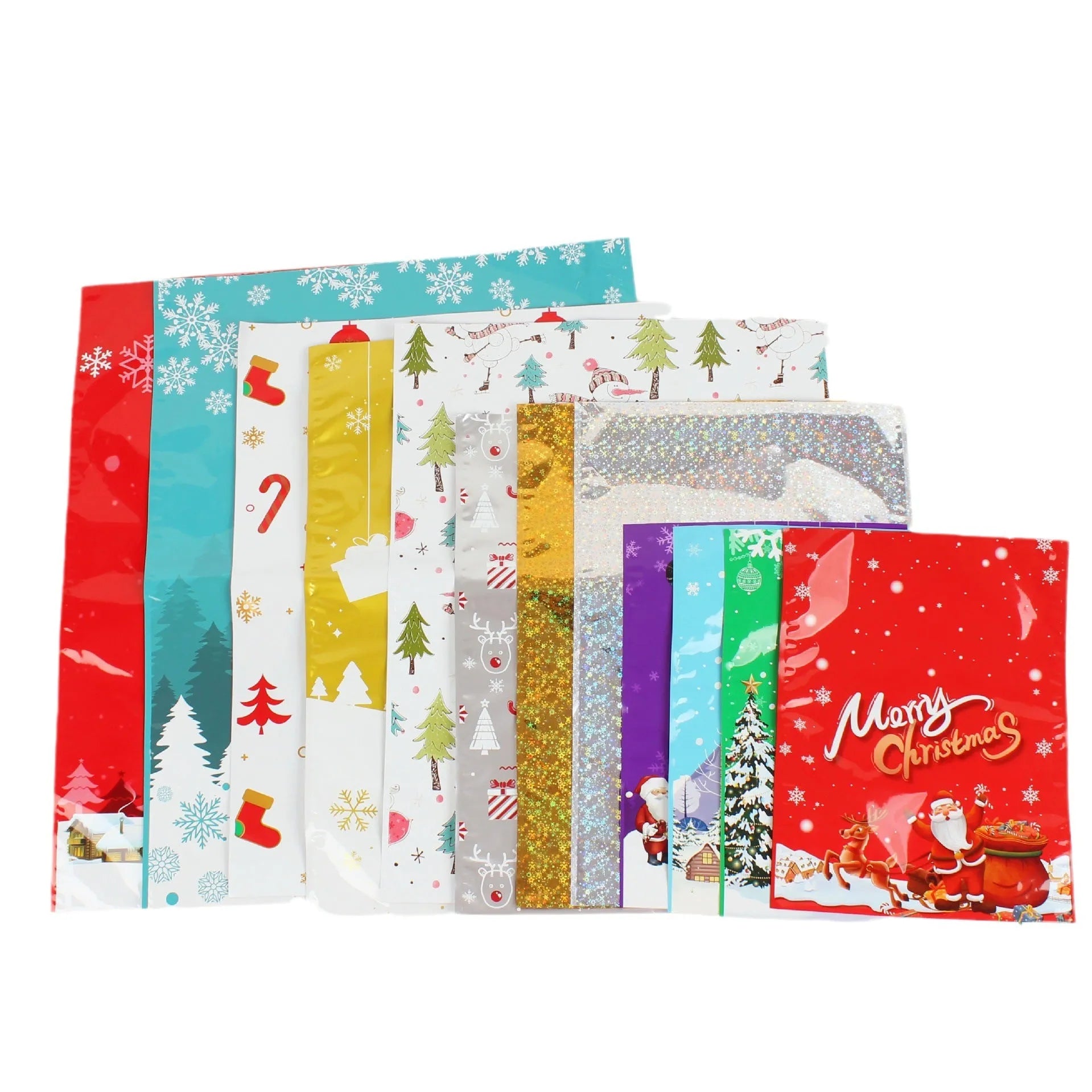 Christmas gift tying packing machine with OPP aluminium laminated PE bags in various sizes and colours
