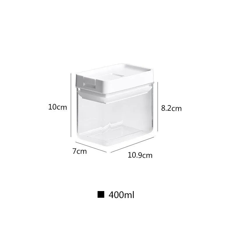 Transparent white plastic storage container for grains with 400ml capacity and Japanese design