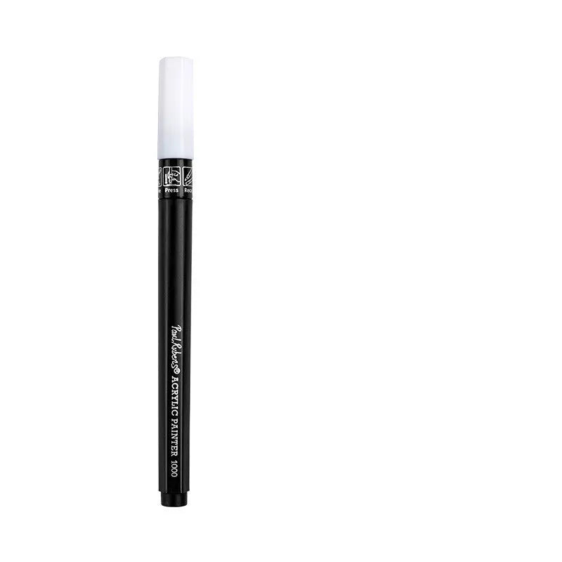 Rubens white acrylic marker with single head nib on a plastic surface