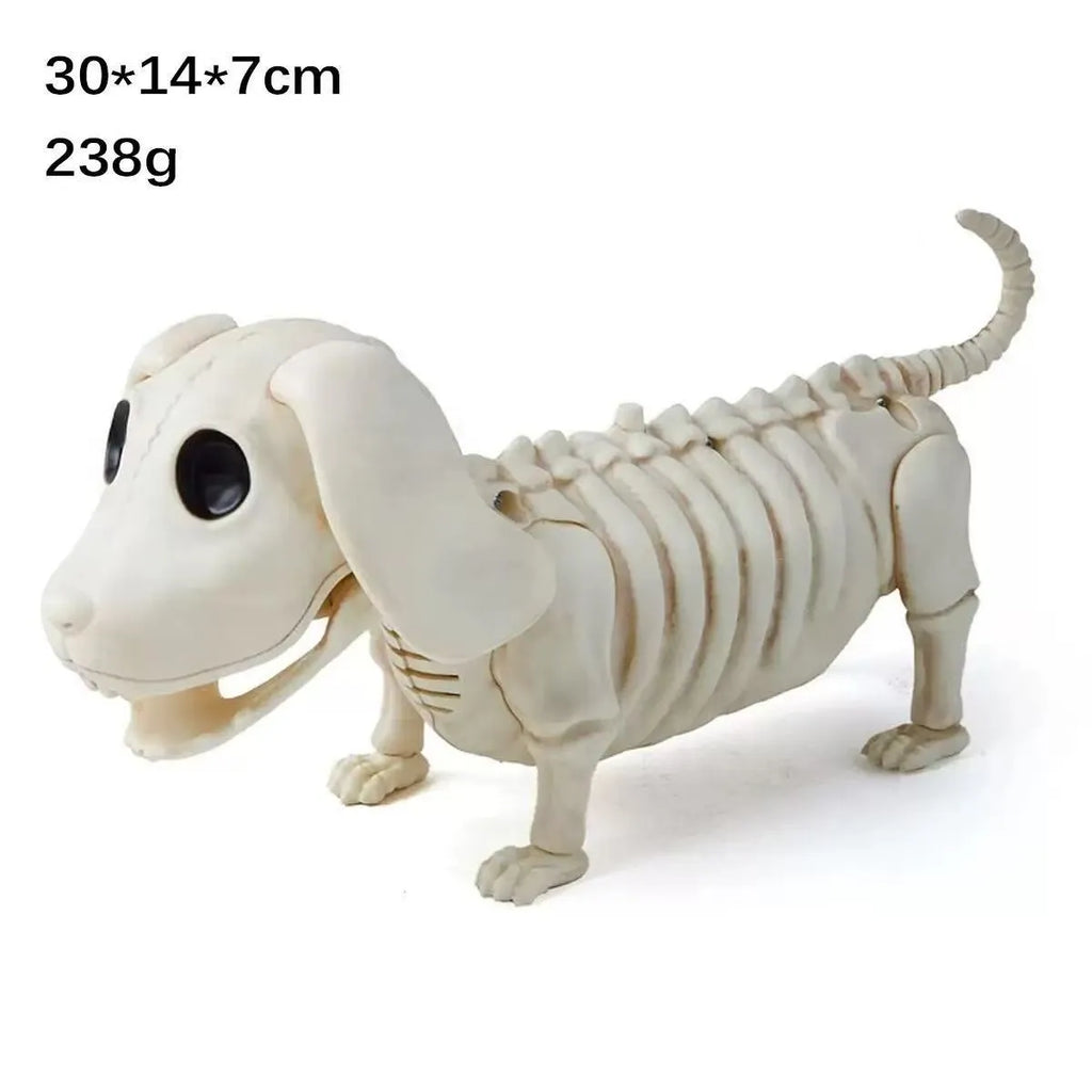 Plastic American-style animal skeleton Halloween decorations featuring bat, bear, cat, cattle, duck, fish, flying dragon, scorpion, small wax dog, snake, and spider