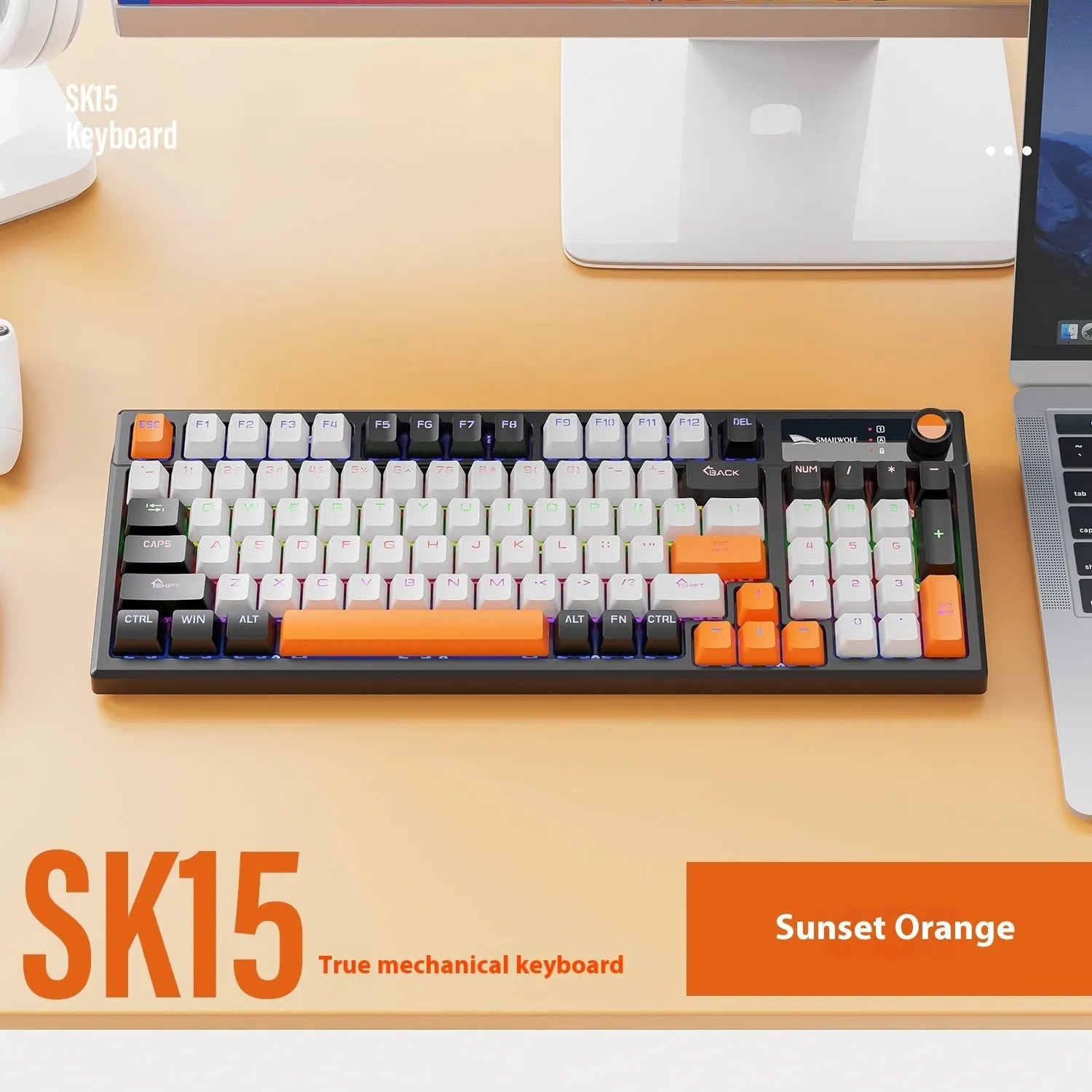 SK15 wired mechanical keyboard for notebook computers in Autumn Water Blue colour with 1.5m cable