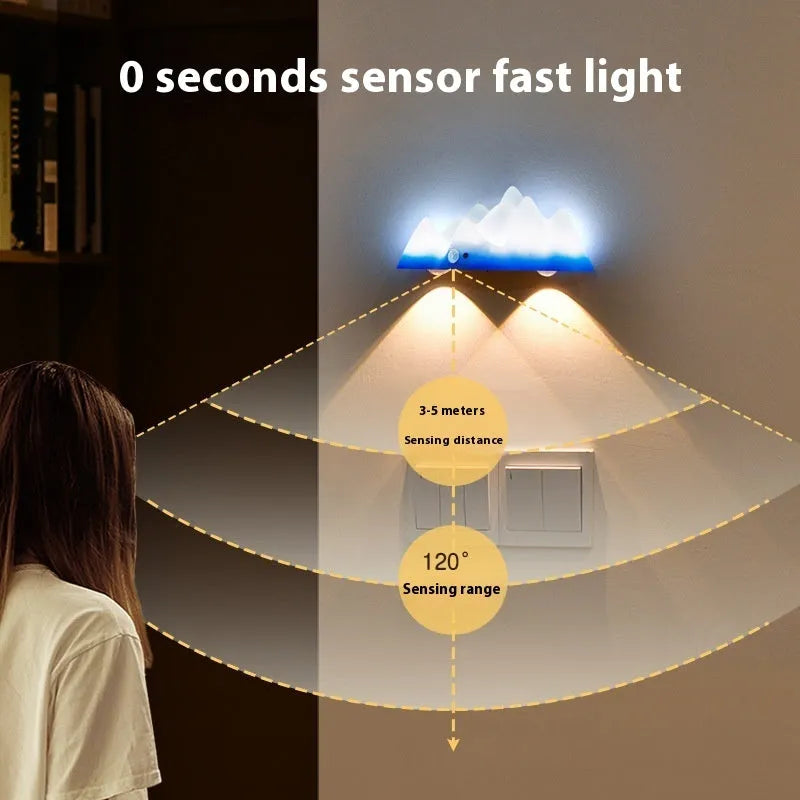 Snow Mountain chargeable night lamp with remote control, colourful modern simplicity design, 178x60x78mm