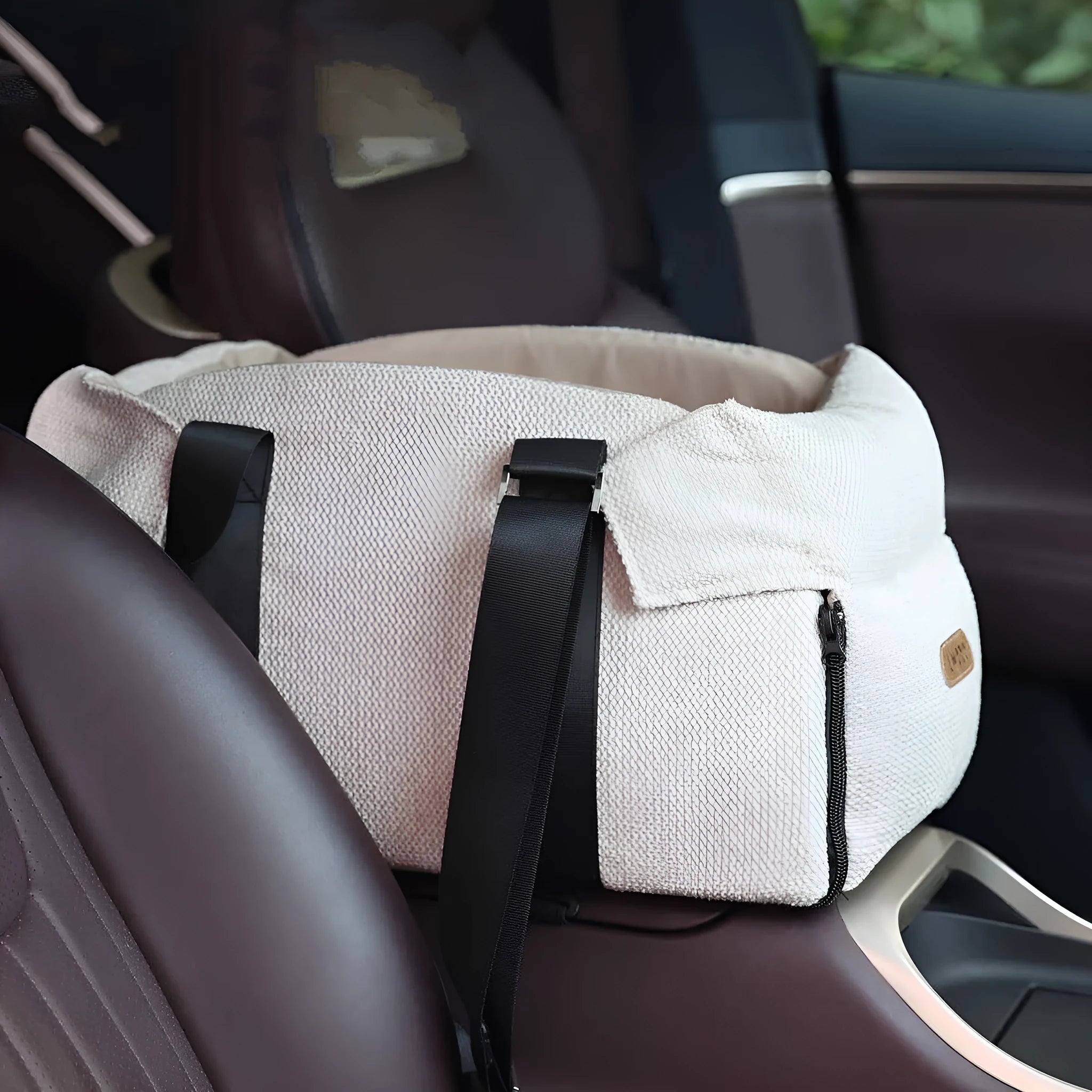 Beige white pet car nest diaper bag with dimensions 23x20x40cm for small dogs