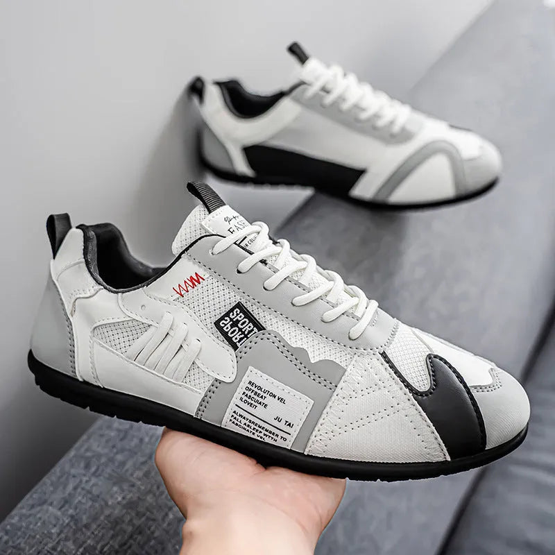 Men's spring summer sports shoes low top board shoes round toe artificial PU upper colour block design flat heel