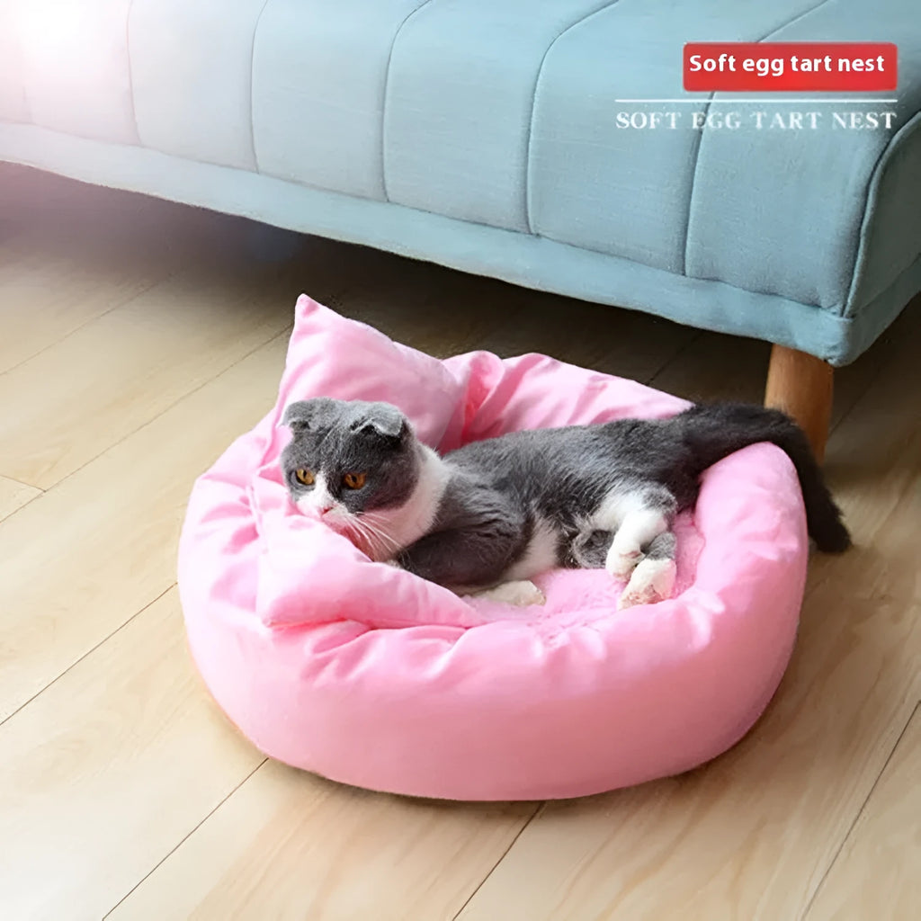 PP cotton filled dog bed in light grey or pink colours with five size options for dogs