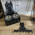 Personalised dog bowl holder with custom dog name in 22 Presaccanario colour