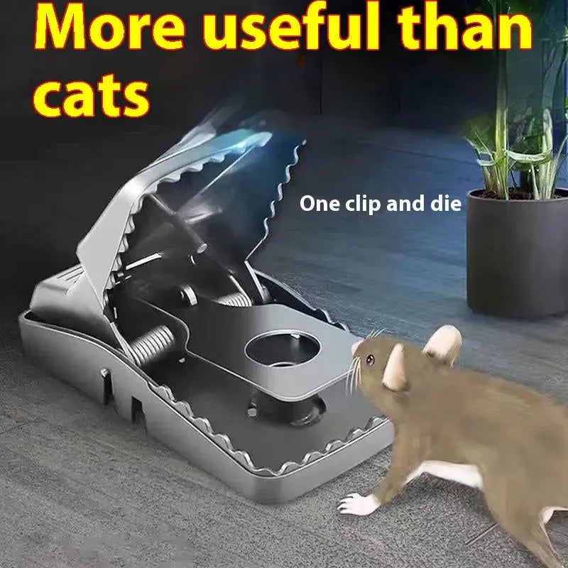 Automatic metal and plastic cage mousetrap for indoor mouse control, shown in large size.