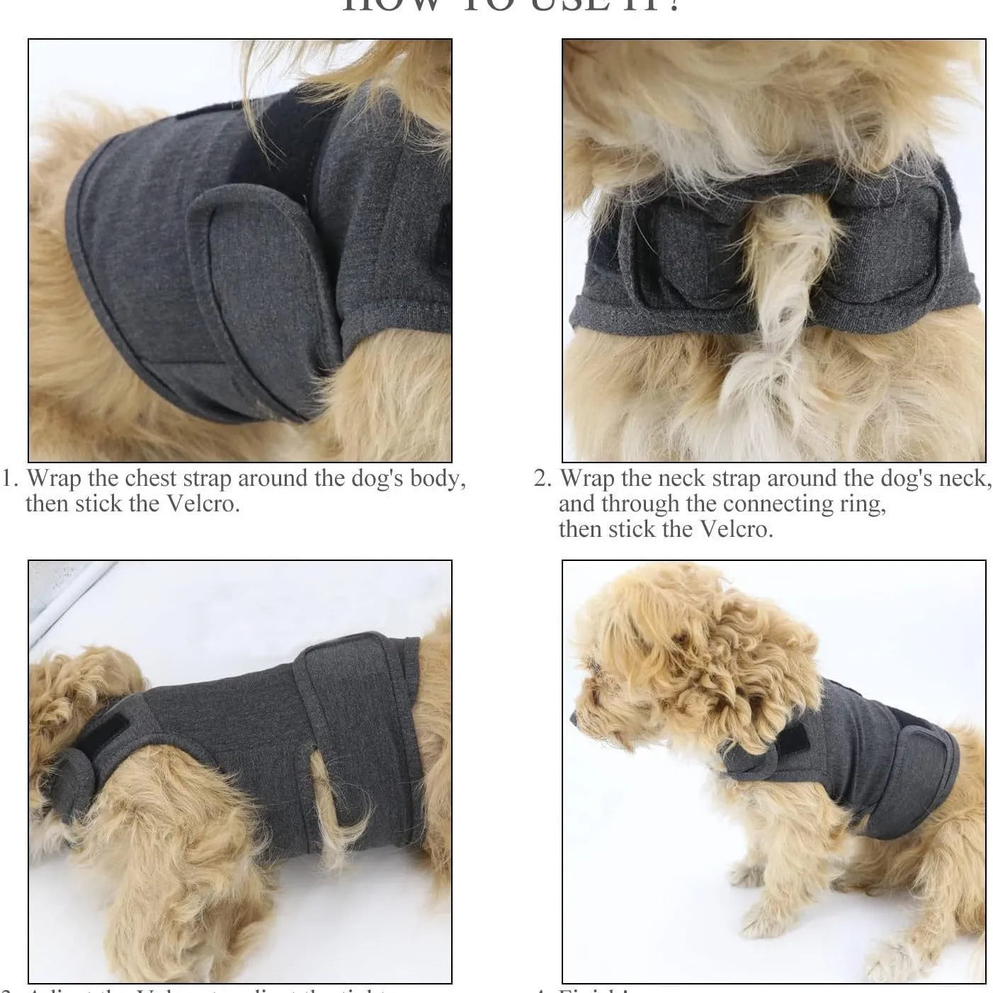Classic dog anxiety jacket breathable thunder vest in grey for dogs, sizes XS to XXXL