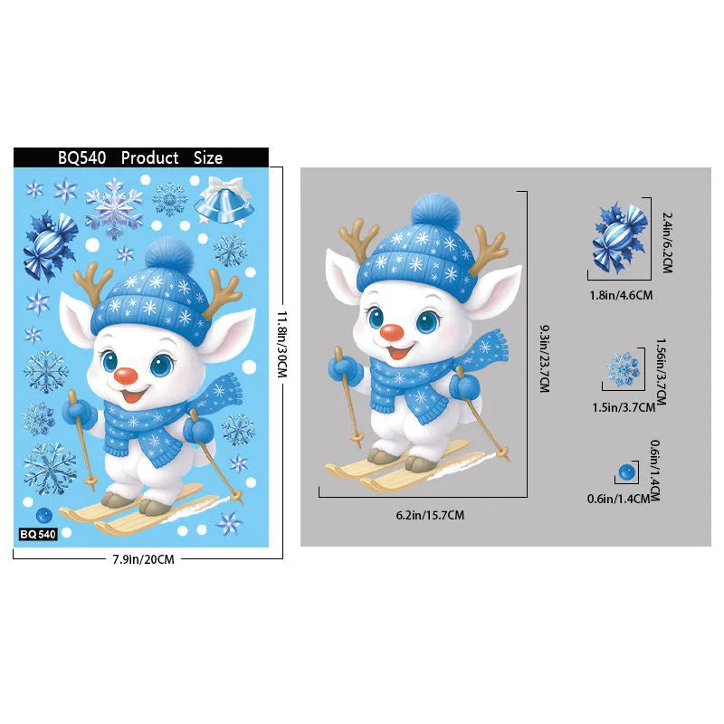 Christmas party decorative creative glass sticker PVC material American style festive window decal