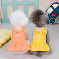 Orange and yellow striped patchwork cotton dog skirt for pets in casual style