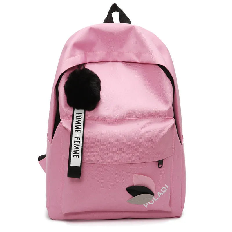 Casual canvas college-style schoolbag in leaf pattern design with anti-theft features