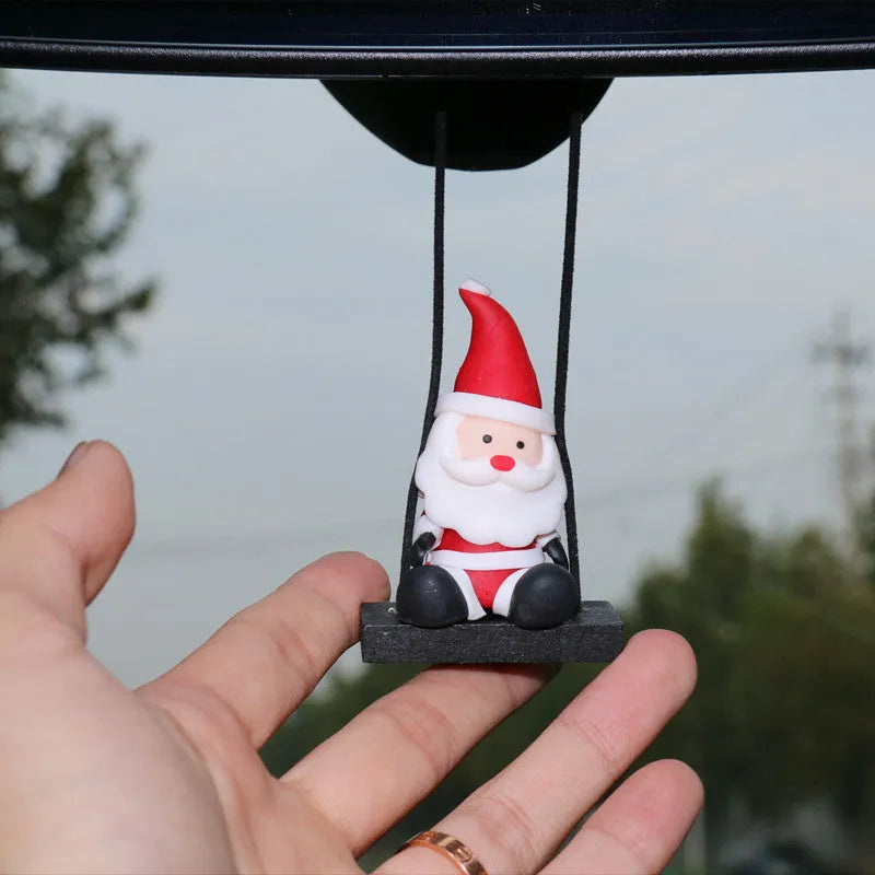 Resin Christmas car rearview mirror pendant with cartoon Santa Claus design, 4.5 x 3 x 5cm, 20g