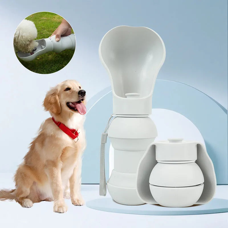Silicone pet folding drinking cup collapsed and expanded for portable outdoor use with dogs or cats
