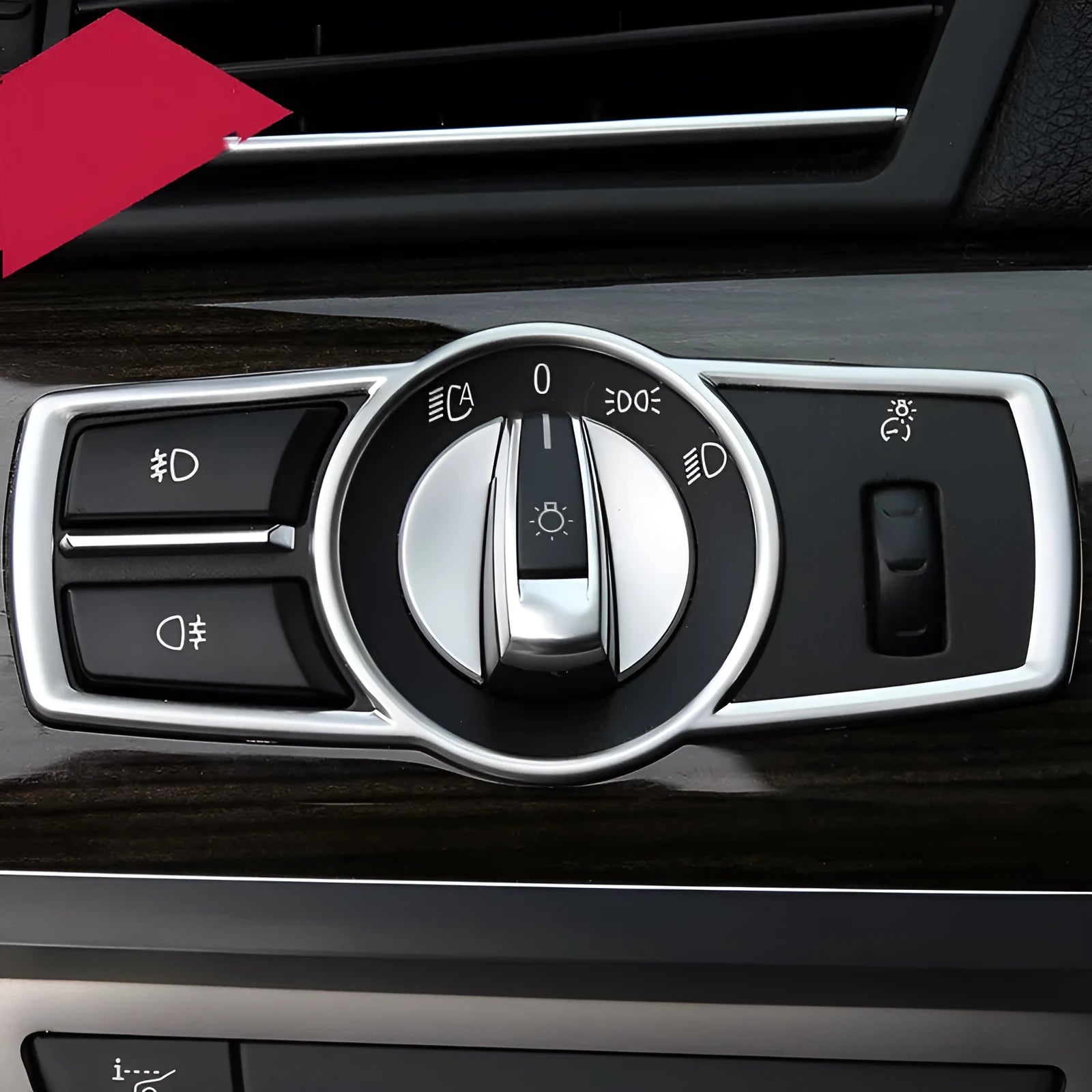 Silver ABS decorative trim sticker for BMW headlight switch frame on 5 Series 7 Series X3 X4 dashboard