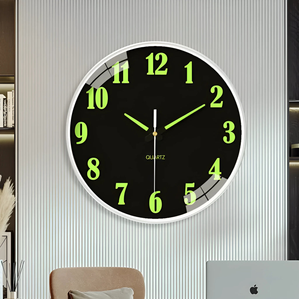 8 inch diameter luminous wall clock with modern plastic shell in colour option YG010.
