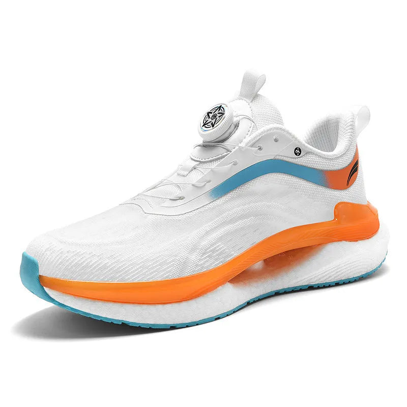 Men's breathable mesh running shoes in high-top design with buckle closure