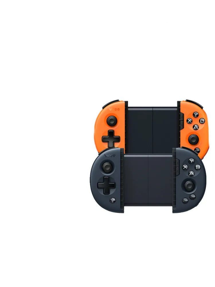 Feizhi Wee2T blue plastic USB mobile game controller stretching to hold a smartphone.