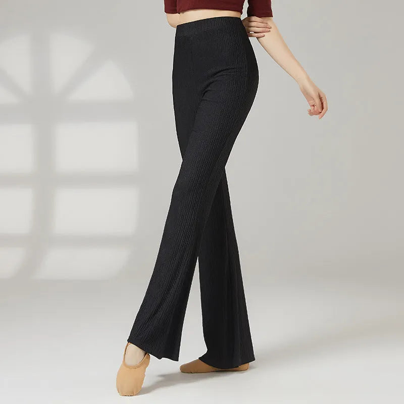 Women's solid-colour polyester dance practice trousers for body training