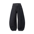 Men's wide-leg denim trousers in original cow colour cotton fabric showing American casual styling