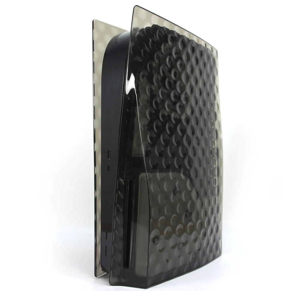 ABS plastic hard shell case for PS5 Disc Edition console, black colour, with cut-outs for buttons and disc drive