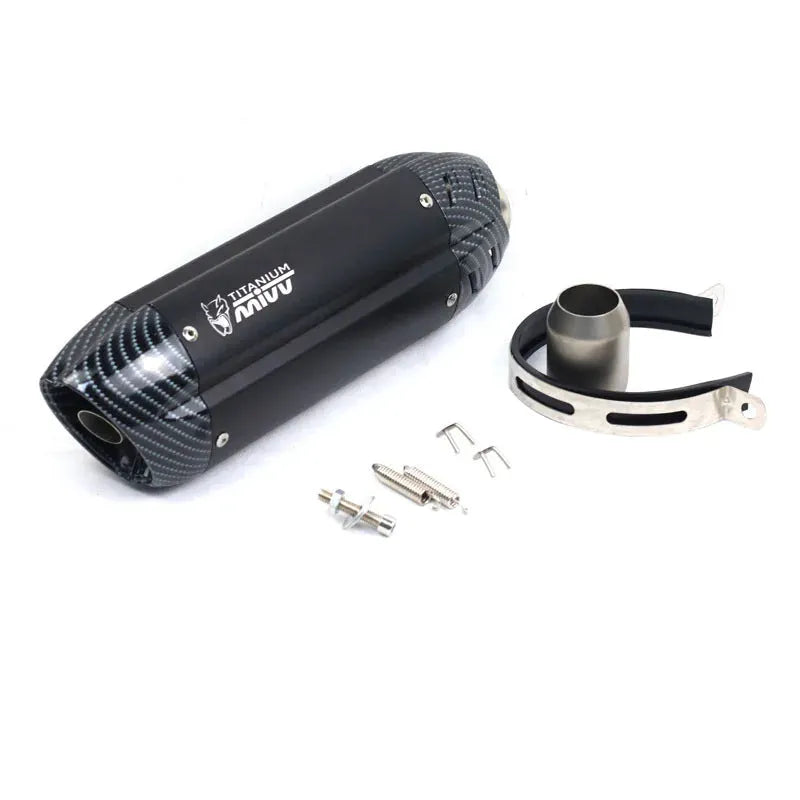 51mm stainless steel motorcycle exhaust pipe modification kit with small hexagonal connector and muffler