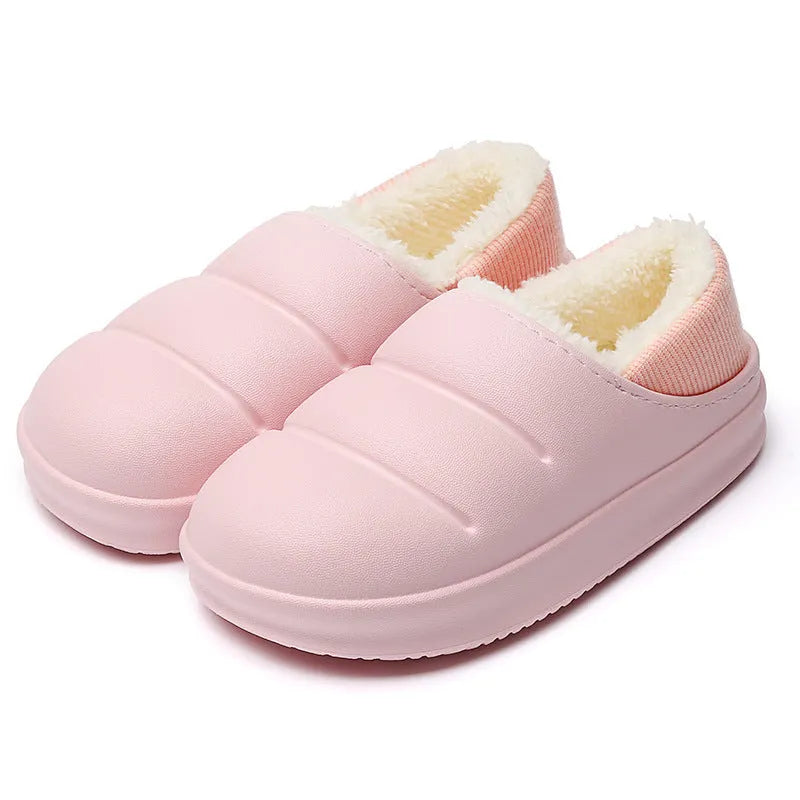 Women's waterproof winter house slippers in various colours with EVA construction and non-slip sole