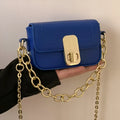 Niche chain shoulder messenger phone bag in PU horizontal square shape with chain and lock detail
