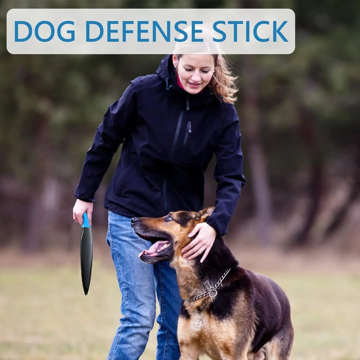 35cm long nylon dog break stick with blue handle for training small medium dogs