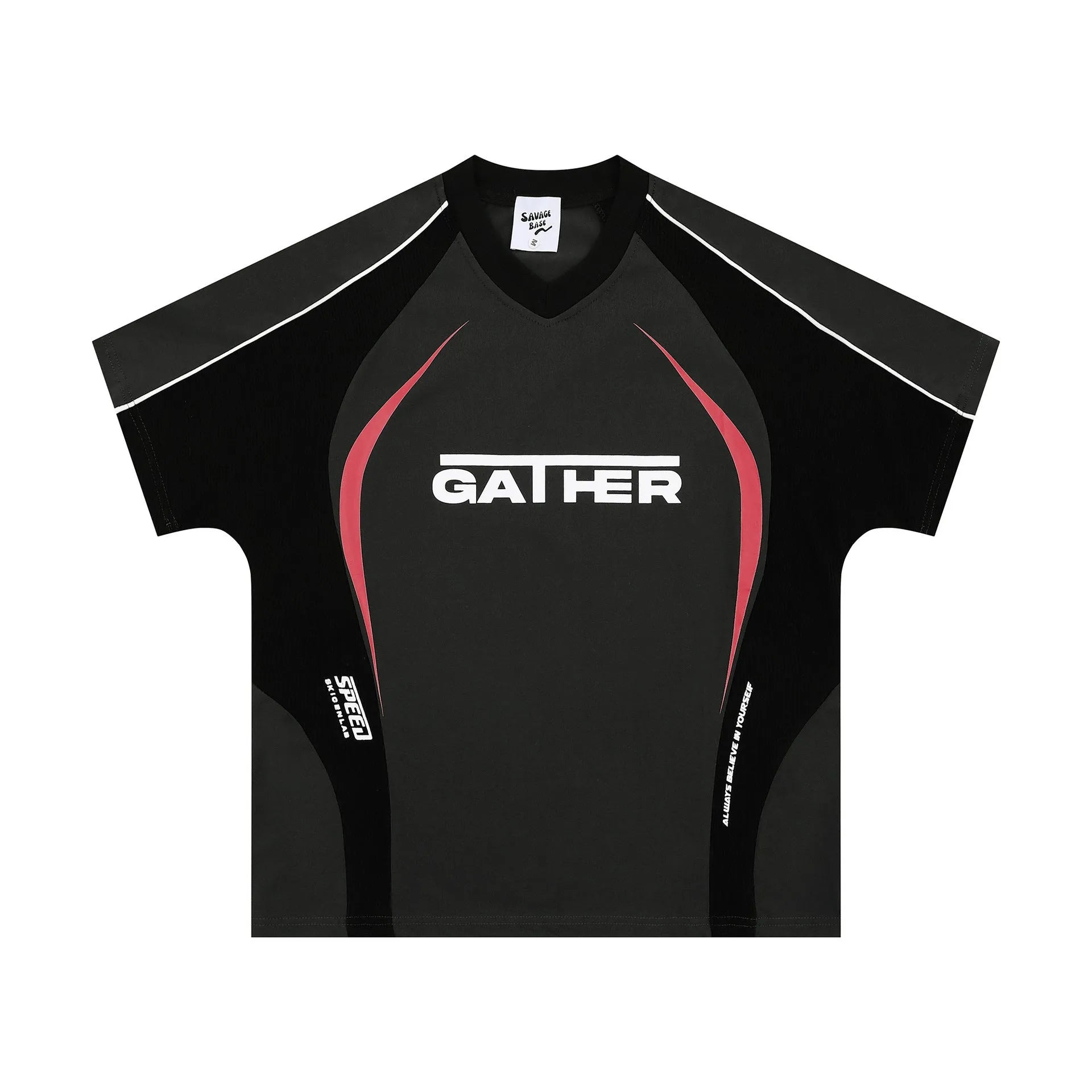 Men's loose fit black T-shirt with white letters print, short sleeves, pullover style
