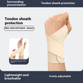 Adjustable black athletic wristguard shown on a wrist, suitable for sports like tennis and badminton.