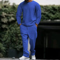Men's sports and leisure long sleeve trousers set in khaki, polyester fibre fabric, front view