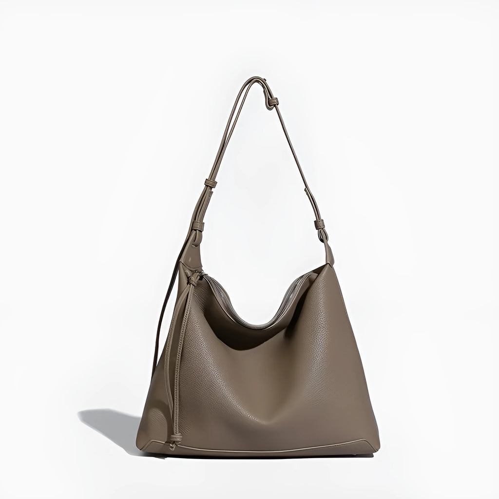 Caramel coloured soft PU messenger bag with underarm shoulder strap
