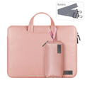 Shockproof laptop bag in black PU material with shoulder strap and accessory bag