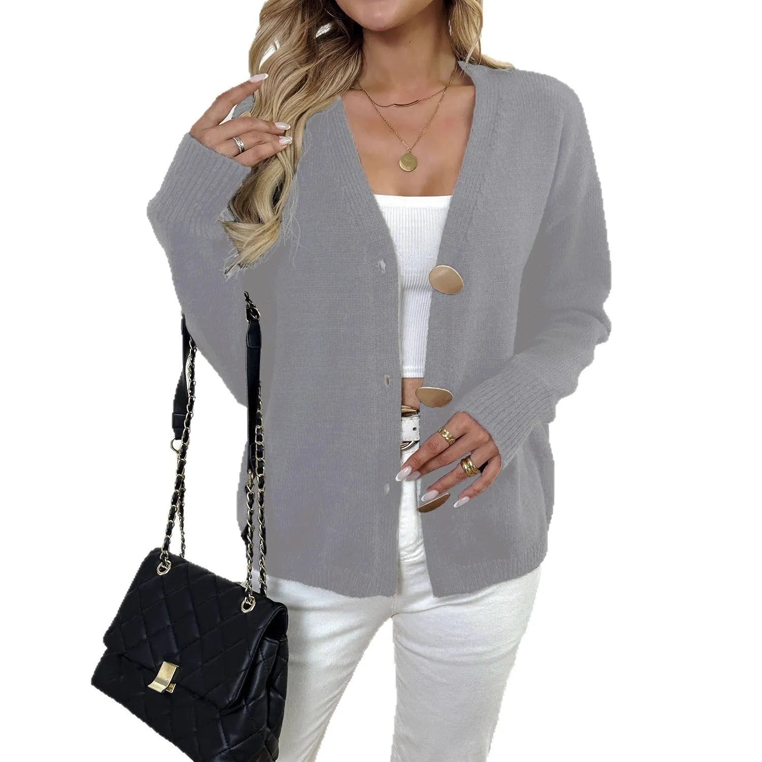 Women's deer plush long sleeve coat with princess sleeves in black street style