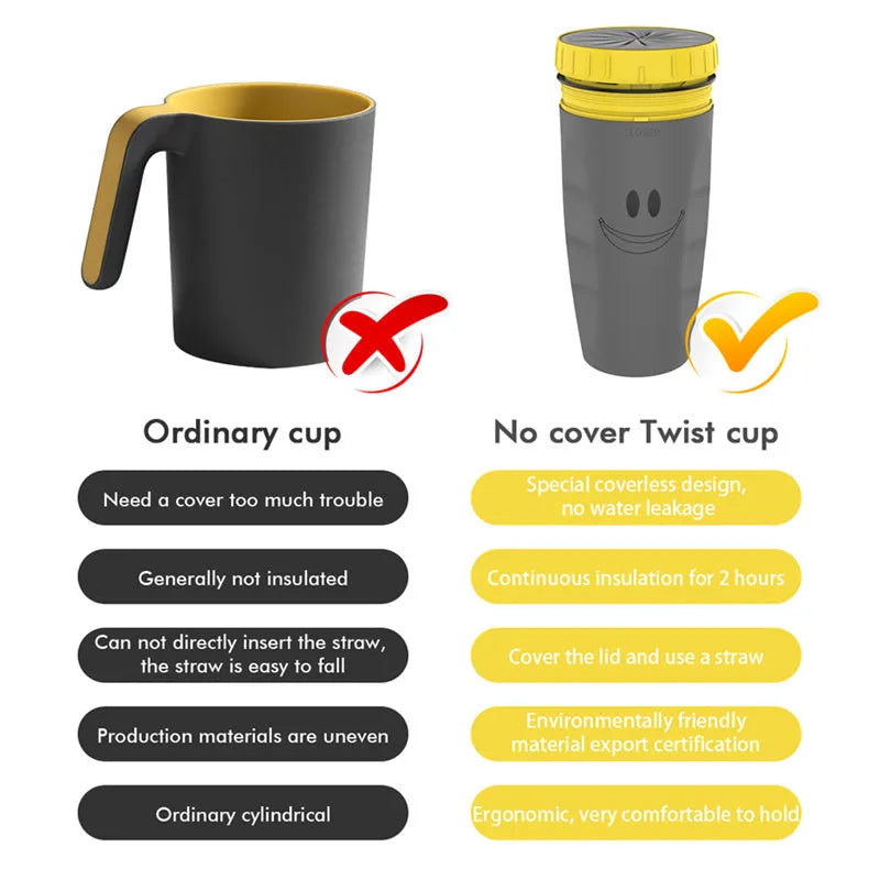 Twist-top double-walled insulated travel cup with cartoon design and silicone seal, 300ml capacity
