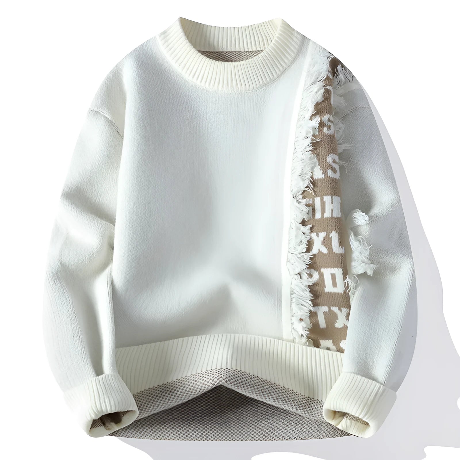 Men's loose fit knitted pullover with long sleeves and ribbed hem in multiple colours