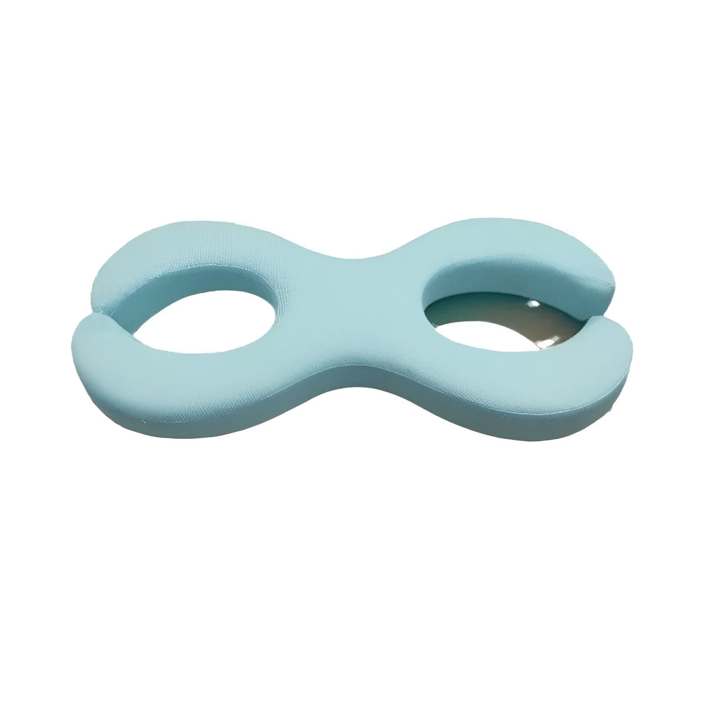 Blue memory foam cervical pillow with cylindrical traction design for neck support