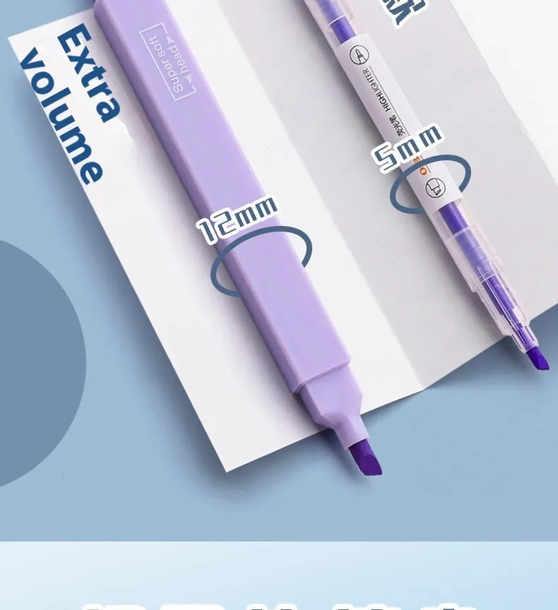 Set of double-ended fluorescent marking pens in assorted bright colours on a white background