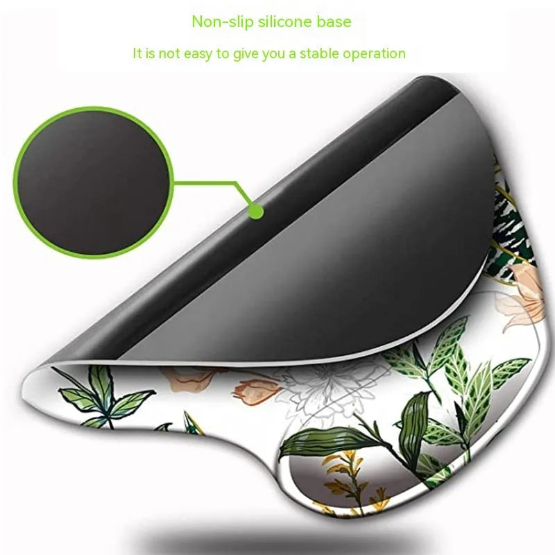 Black silicone keyboard wrist rest pad with floral pattern measuring 228x192x16mm