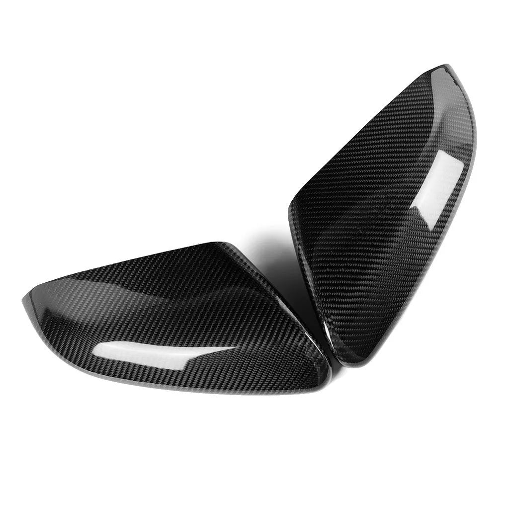 Carbon fibre rearview mirror shell sticker in black, 135mm x 305mm, for Honda Civic 10th generation
