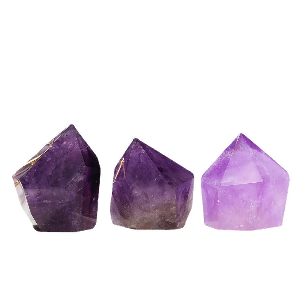Natural amethyst cake tower night light with USB plug, purple, 5-6cm height, 6.5cm base