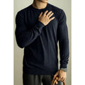 Men's thin knitted long sleeve pullover jumper in dark heather gray, regular fit, wool silk blend