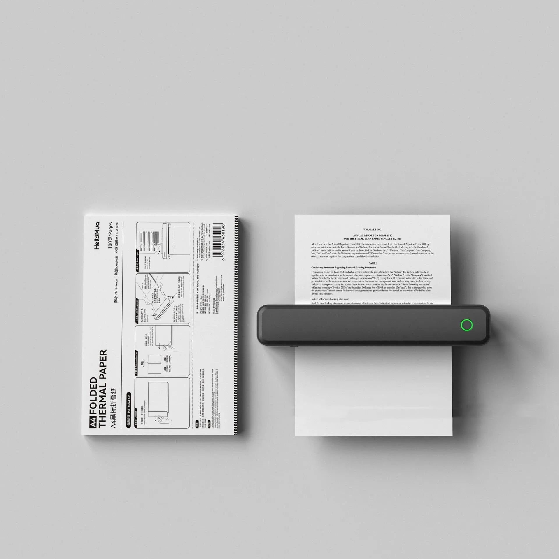 Bluetooth thermal printer for mobile phones in black or white colour, 295mm long