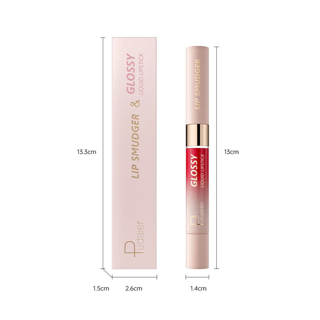 Double-headed matte lipstick showing ten colour options from 01 to 10 shades
