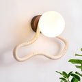 Cream middle ancient style wall lamp with 30cm travertine glass shade on solid wood base