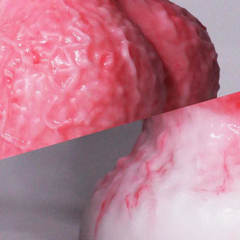 Pink shaped penis women's masturbation device made of platinum silicone, showing Berserker S and Berserker M size options.