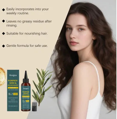 Rosemary essential oil hair care set with 100ml bottle, pointed applicator nozzle, and hair comb