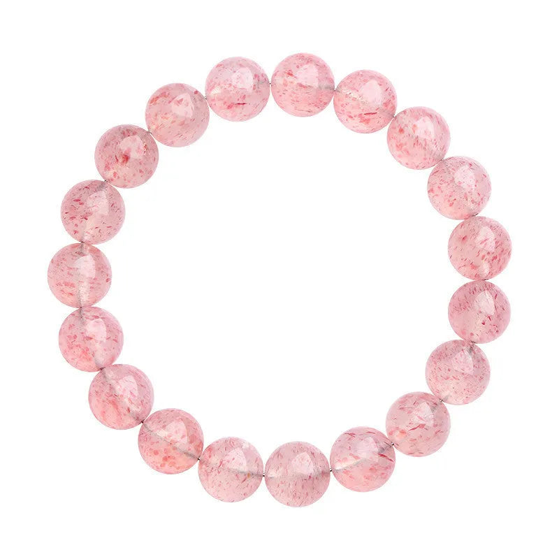 Natural white strawberry quartz crystal ball bracelet with 10-10.8mm geometry-shaped beads