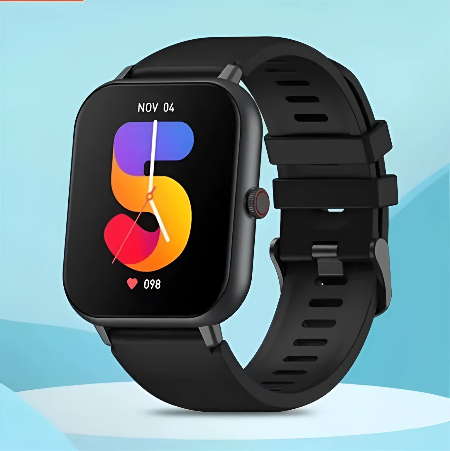 A Bluetooth smart watch with a TFT screen on a wrist strap, shown in black, silver, pink, or khaki colour options.