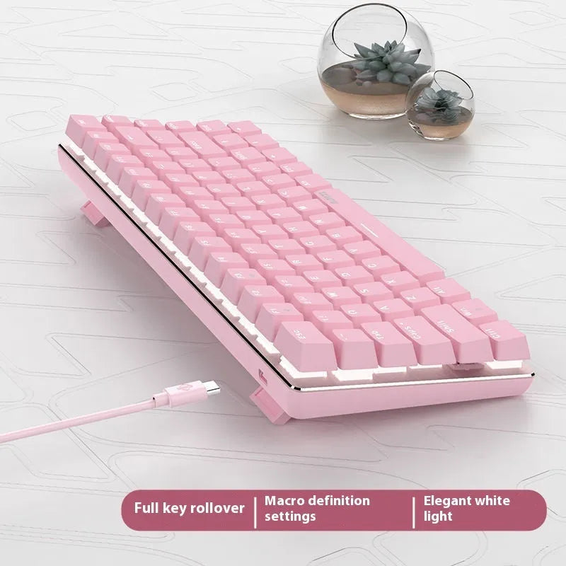 82-key mechanical keyboard with white backlighting and metal construction